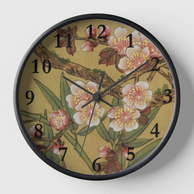 Reloj Flores asiáticas japonesas de cerezo vintage (Anverso)