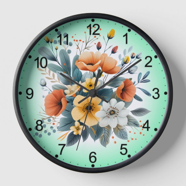 Reloj Flores Boho del Día de la Madre Clipart-61983 (Anverso)