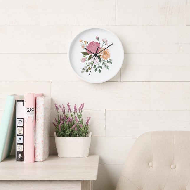 Reloj Flores de acuarela (Sala de lectura)