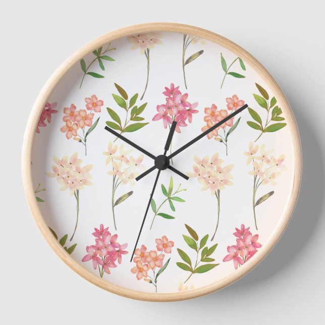Reloj Flores de algodón patrón tradicional acogedor (Anverso)