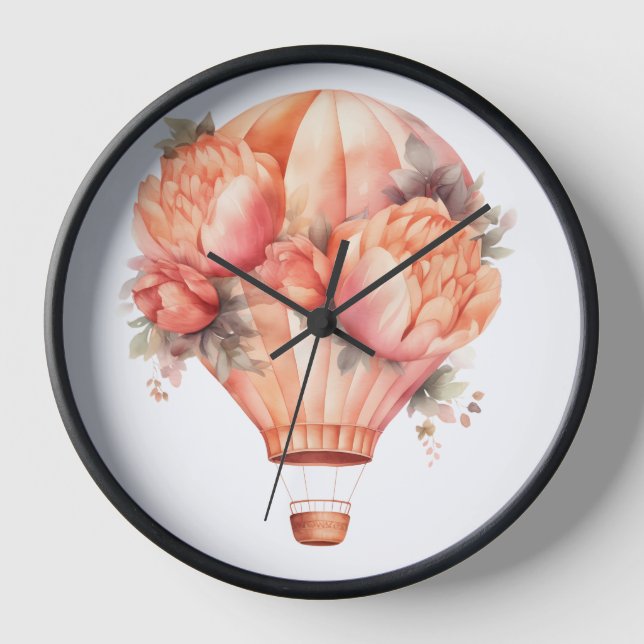 RELOJ FLORES DE BALLÓN DE AIRE CALIENTE NARANJA PASTEL W (Anverso)