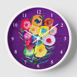 Reloj Flores de colmenillas moradas florales