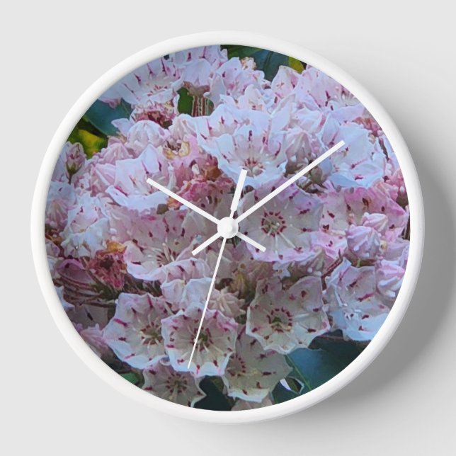 Reloj Flores de laurel de montaña rosa y blanca (Anverso)
