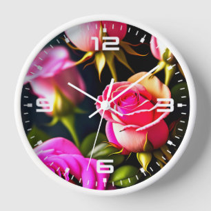 Reloj Flores de Rosa Rosa Arte Digital-48345