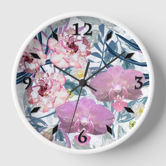Reloj Flores rosas y orquídeas. (Anverso)