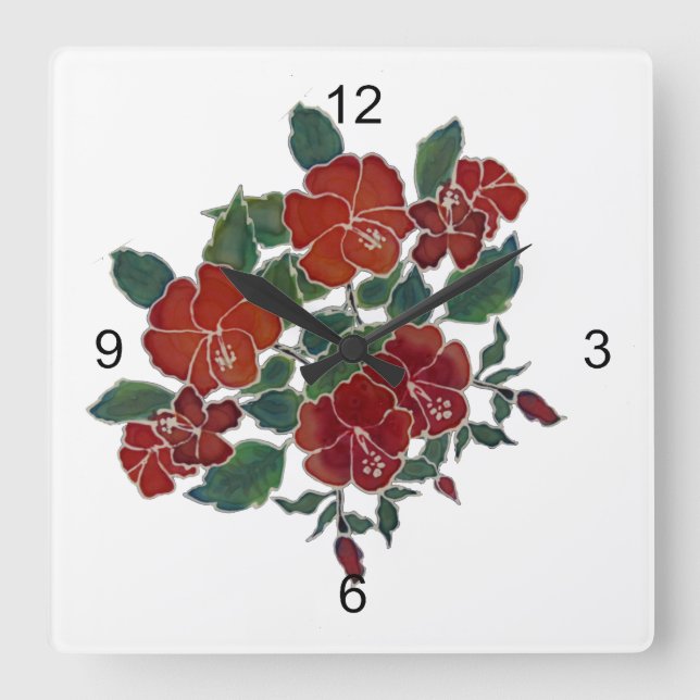 Reloj - Flores tropicales rojas (Anverso)