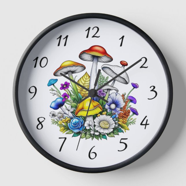 Reloj Flores y hongos mágicos y caprichosos (Anverso)