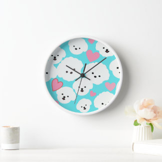 Reloj Fluffy Bichon and Hearts