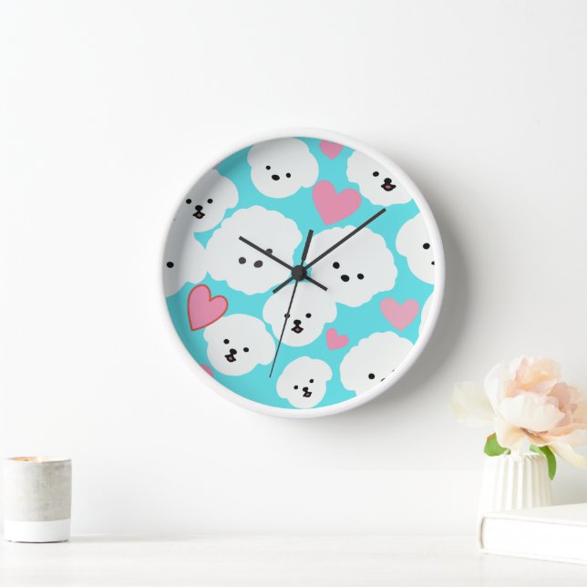 Reloj Fluffy Bichon and Hearts (Hogar)