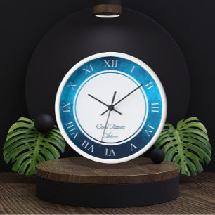 Reloj Fondo azul cristalizado de imagen y nombre persona