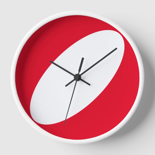 Reloj Fondo rojo de la curva blanca moderna de mediados  (Anverso)
