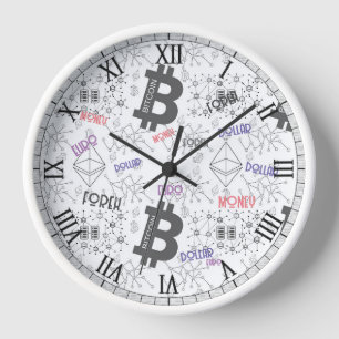 Reloj Forex, Dinero, Euro, Dólar, Bitcoin