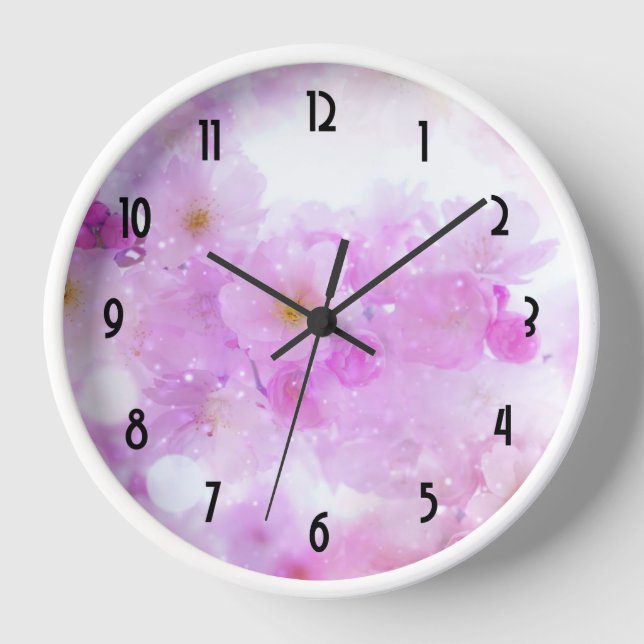 Reloj Foto de flores de cerezo rosado en flor (Anverso)