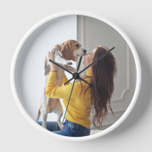 Reloj Foto de mi perro y yo en marco redondo de madera b