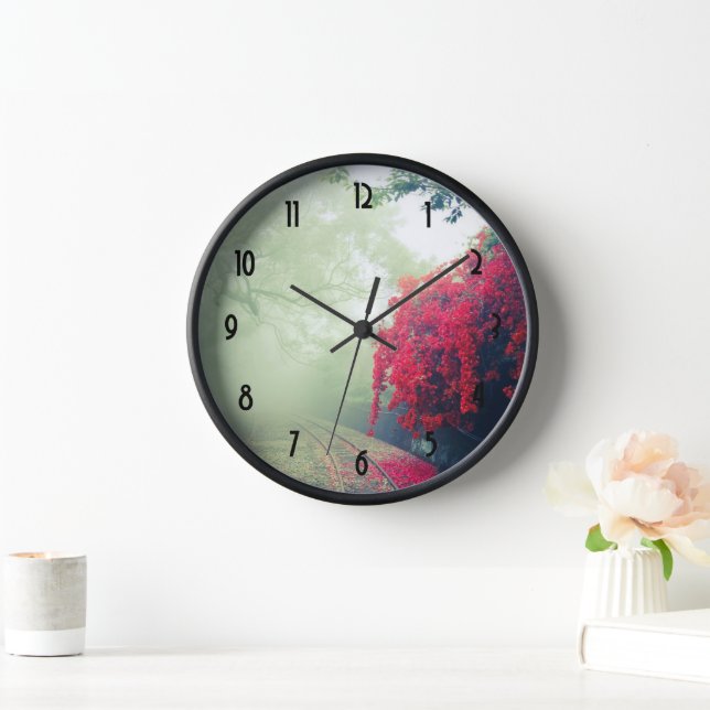 Reloj Foto escénica de Misty Railroad Tracks (Hogar)