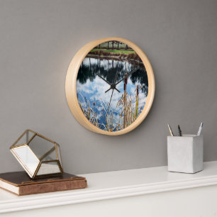 Reloj Fotografía de arte de paisaje de estanque natural 