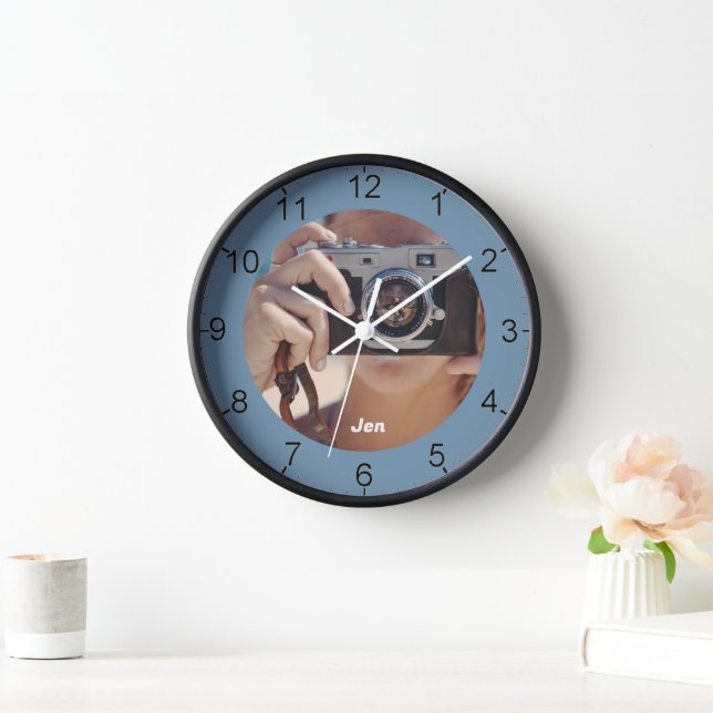 Reloj fotógrafo fotográfico azul personalizado (Hogar)