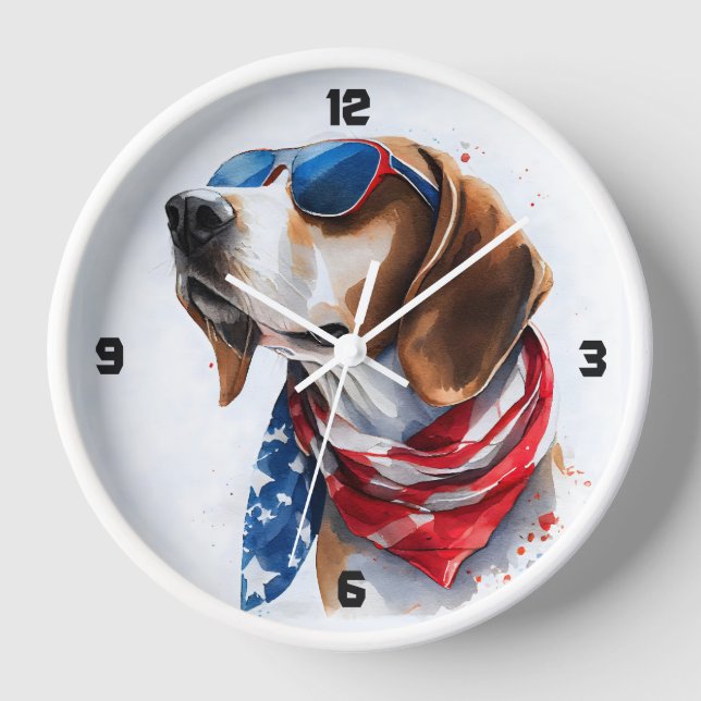 Reloj Foxhound Patriótico Del Perro 4 De Julio (Anverso)