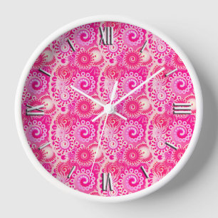 Reloj Fractal swirl pattern, shades of fuchsia pink