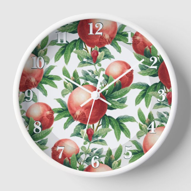Reloj Frutas de granada roja y hojas verdes (Anverso)