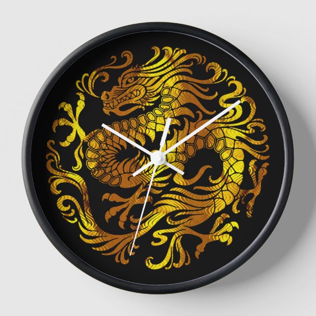 Reloj Fuego Dorado: Grabado de un Dragón (Anverso)