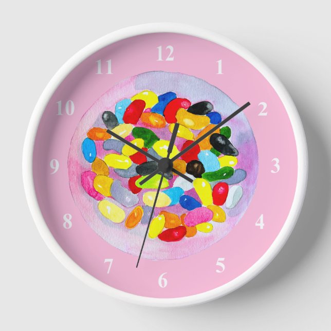 Reloj Fun jelly caramelos frijoles acuarela (Anverso)