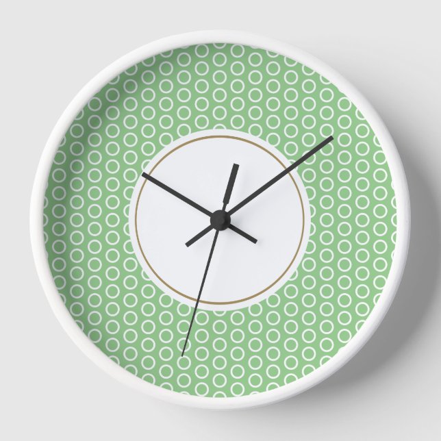 Reloj Fundición Geométrica Sabor Verde Blanco Baldosa Cu (Anverso)