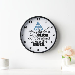 Reloj Funny baño flauta pincel de palabras arte