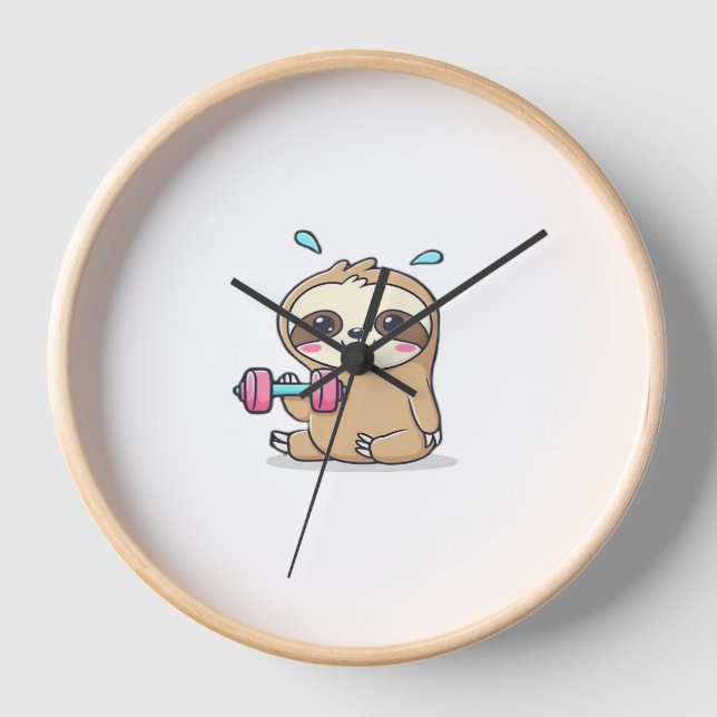 Reloj Funny Chibi Sloth Workout Cute Kawaii Gym Personal (Anverso)