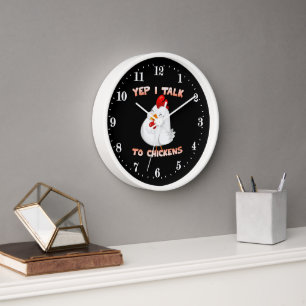 Reloj funny chicken talk word art