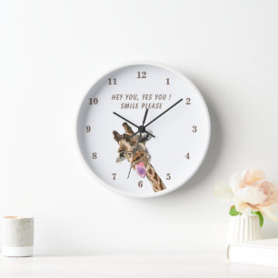 Reloj Funny Giraffe Wall Clock - Texto Personalizado