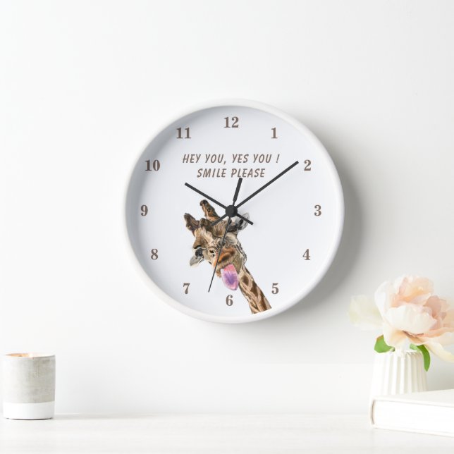 Reloj Funny Giraffe Wall Clock - Texto Personalizado (Hogar)