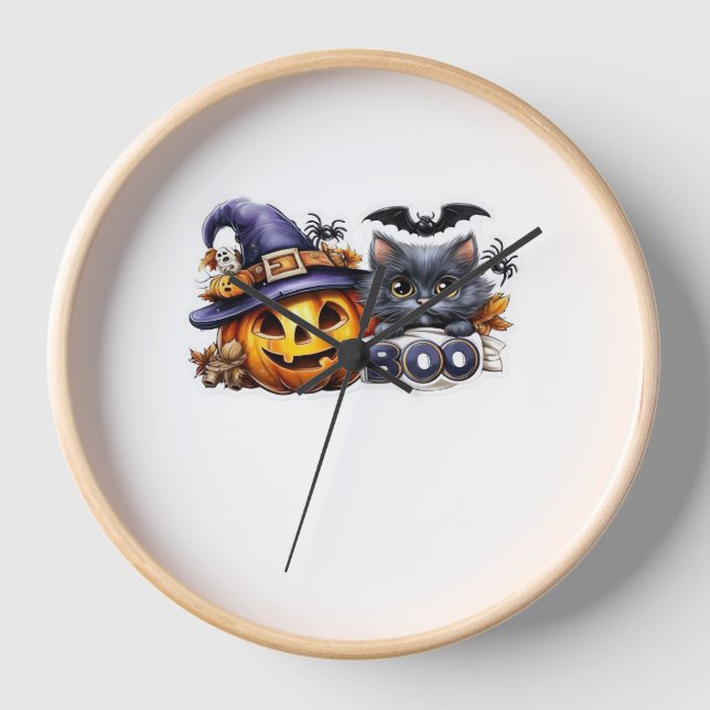 Reloj Funny Pegatina de Gato de Halloween - Gorra de Bru (Anverso)
