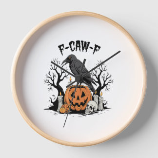 Reloj Funny Raven, F-Caw-F, Skull Raven, Gothic Crow