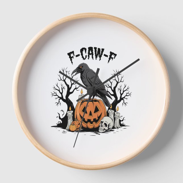 Reloj Funny Raven, F-Caw-F, Skull Raven, Gothic Crow (Anverso)