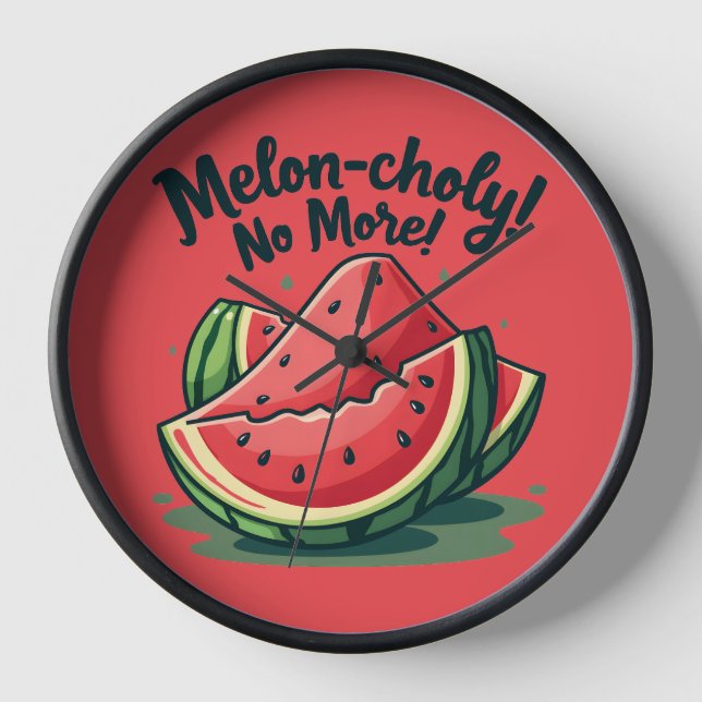 Reloj Funny Watermelon Pun "Melon-choly No More" (Anverso)