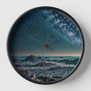 Reloj Galaxia de la Vía Láctea sobre montañas del desier