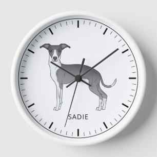 Reloj Galgo Italiano Azul y Blanco con Texto Personaliza