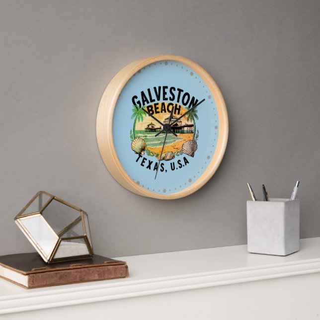 Reloj Galveston Beach Retro Vignette (Oficina)