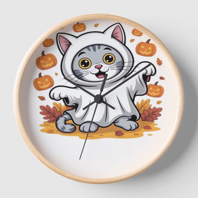 Reloj Gatito vestido como un fantasma para el clásico de (Anverso)