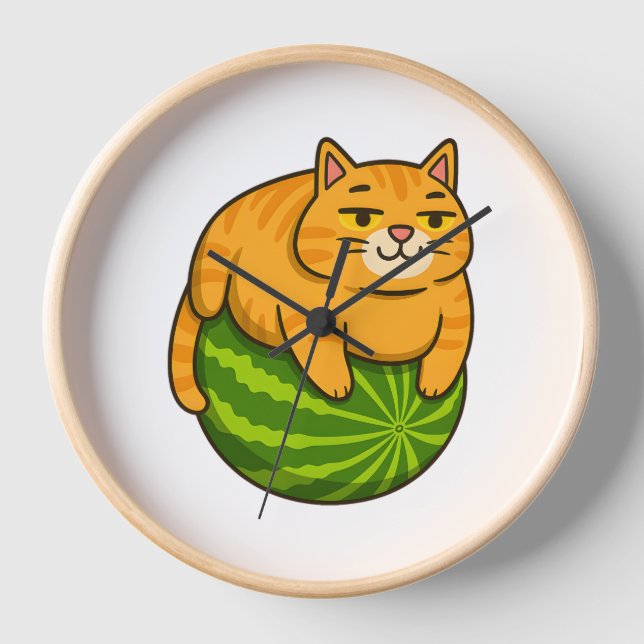 Reloj Gato Chubby en una sandía meme camiseta (Anverso)