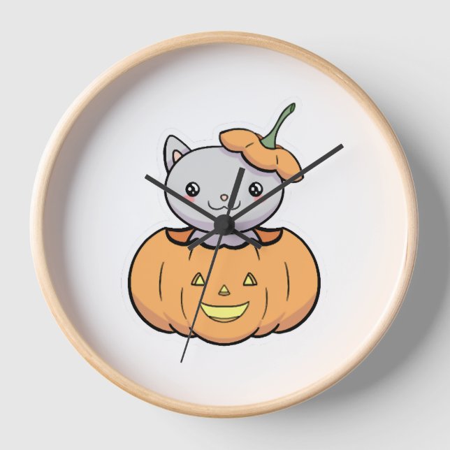 Reloj Gato de calabaza de Halloween (Anverso)