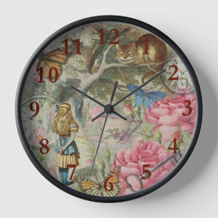 Reloj Gato de Cheshire de Alicia Jardín del Árbol de Won