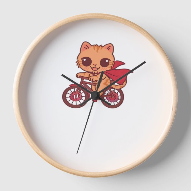 Reloj Gato de vampiros en bicicleta de Halloween - Cute  (Anverso)