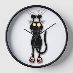 Reloj Gato divertido Personaje Rascando Tela