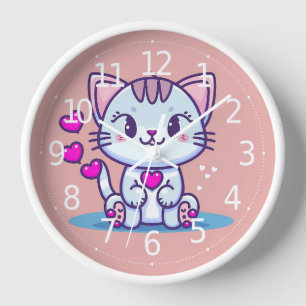 Reloj Gato gatito lindo con corazones inspirados por San