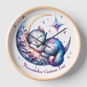 Reloj Gato gatito lindo y personalizado durmiendo en la 