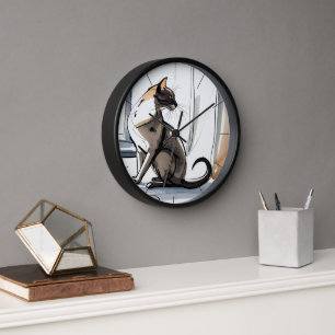 Reloj Gato majestuoso y digno en el arte de la ciudad