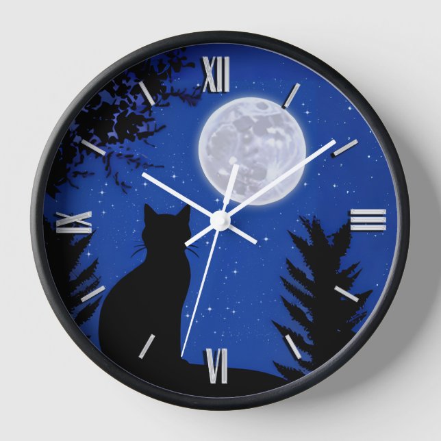 Reloj Gato mirando a la luna llena (Anverso)