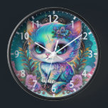 Reloj Gato místico gatito gatito gatito celeste animal<br><div class="desc">Cute Mystical Cat Kitten Celestial Animal Clocks tiene un lindo gato místico sentado en bonito de flores silvestres. Creado por Evco Studio www.zazzle.com/store/evcostudio</div>